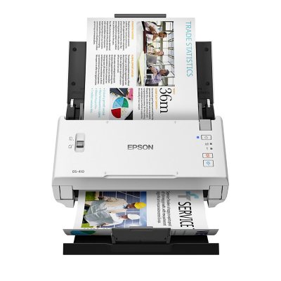 ماسح ضوئي للمستندات Epson DS-410، بدقة 1200 نقطة لكل بوصة، مقاس 8 1/2 بوصة × 120 بوصة، 26 صفحة في الدقيقة