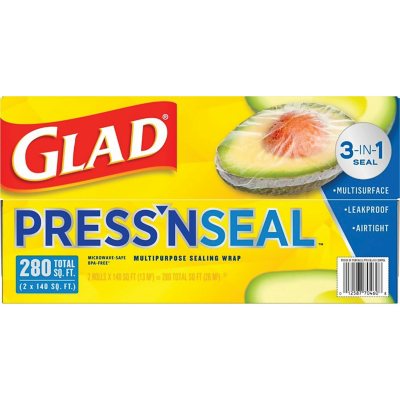 غلاف بلاستيكي للطعام Glad Press'n Seal، 140 قدم مربع/لفة، لفتان