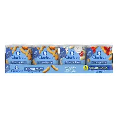 Gerber Lil' Crunchies Baked Grain Snack, Variety Pack, 1.48 oz., 8 ct.