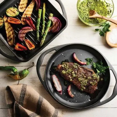 Tramontina Pre-Seasoned Cast Iron Grill and Griddle Set, 2-Pack