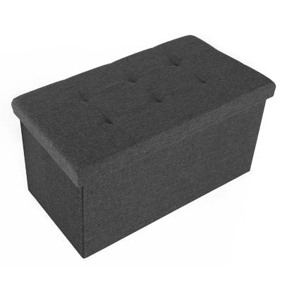 Seville Classics Klappbare Aufbewahrungsbank, Ottoman, Modern Grau, 76,2 cm B x 39,9 cm T x 39,9 cm H