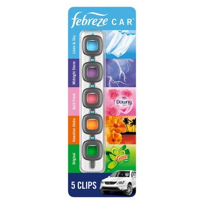 معطر جو للسيارة يركب على فتحة التهوية من Febreze، برائحة متنوعة، 5 قطع.