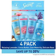 Secret Fresh Invisible Solid Antiperspirant Deodorant, Variety Pack, 2.6 oz., 4 pk.