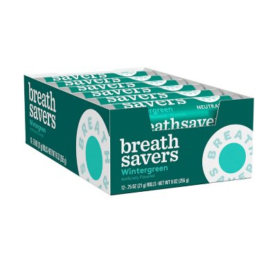 BREATH SAVERS Wintergreen Zuckerfreie Pfefferminzbonbons in Rollen, 0,75 oz., 24 St.