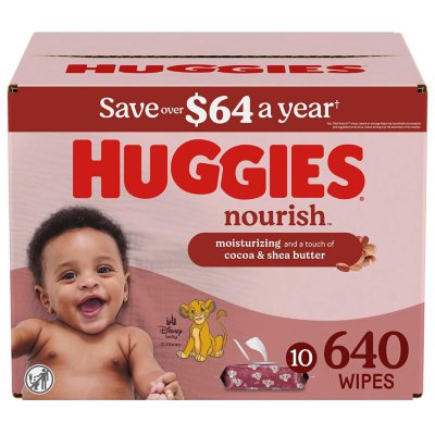 Huggies Nourish Baby Wipes, Cocoa & Shea Butter, 10 pk., 640 Wipes