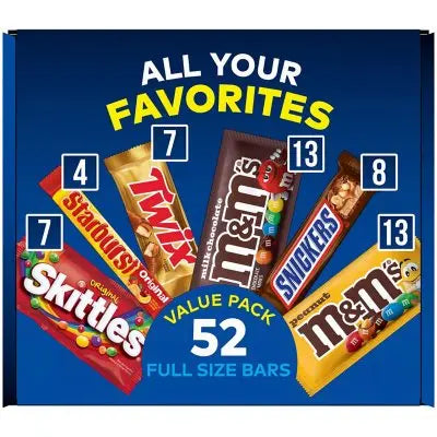 Mars Fundraiser Variety Pack Candy Bars, Full Size, 52 pk.