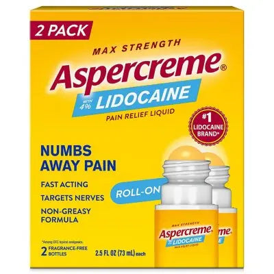 Aspercreme Pain Relief Roll-On, 4% Lidocaine, 2.5 oz., 2 pk.
