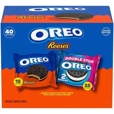 OREO REESE'S Peanut Buttery Creme & OREO Double Stuf Cookies Variety Pack, 1.02 oz., 40 pk.