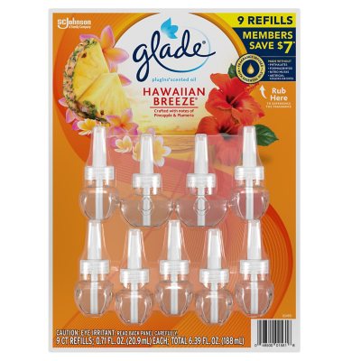 عبوات إعادة تعبئة الزيت العطري Glade PlugIns، بنسيم هاواي، 9 عبوات