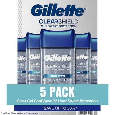 Gillette Cool Wave Clear Gel Antitranspirant und Deodorant für Männer, 107 g, 5er-Pack