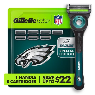 Gillette Labs NFL Philadelphia Eagles Rasierer für Herren, Griff + 8 Klingen