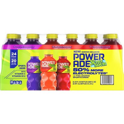 POWERADE XTRA SOUR Probierpackung Sportgetränk, 591 ml, 24 Stück.