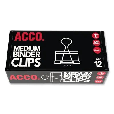 ACCO Aktenklammern, mittel, schwarz/silber, 12 Stück