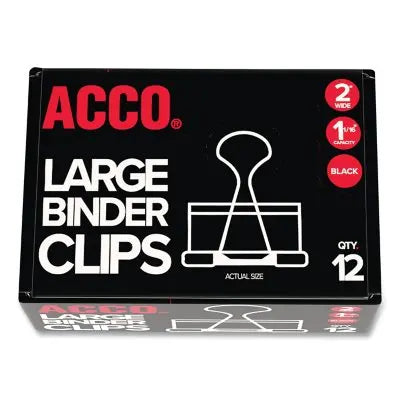 ACCO Aktenklammern, Groß, Schwarz/Silber, 12 Stück