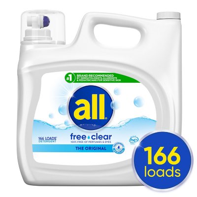 منظف الغسيل السائل all free clear، الأصلي، 166 غسلة، 250 أونصة سائلة.