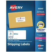 Avery(R) White Shipping Labels-Bulk Packs, Inkjet/Laser Printers, 250 Sheets/Box