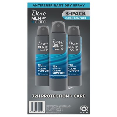 Dove Men+Care Clean Comfort مضاد للتعرق ومزيل العرق بخاخ جاف، 3.8 أوقية، عبوة من 3 قطع.