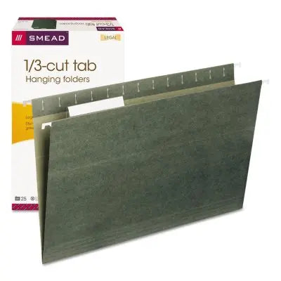 Smead 1/3-Schnitt Hängeregistraturmappen mit verstellbarer Position, Grün Legal, 25er-Pack.