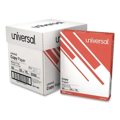 Universal Copy Paper, 20 lb, 92 Bright, 8.5 x 11â€, 5 Reams Half-Case