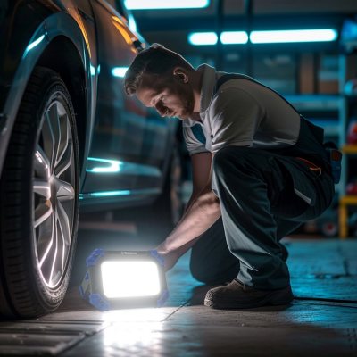 كشاف عمل محمول LED قابل لإعادة الشحن بقوة 2000 لومن من ويستنجهاوس (مجموعة من قطعتين)