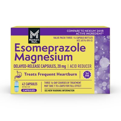 Member's Mark Esomeprazole Magnesium Capsules, 20 mg, 42 ct.