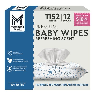 Member's Mark Premium Baby Wipes, Refreshing Clean Scent, 12 pk., 1152 Wipes