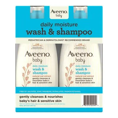 Aveeno Baby 2-in-1 Wash and Shampoo, 18 fl. oz., 2 pk.