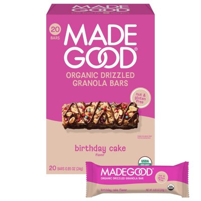 MadeGood Birthday Cake Drizzled Bars, 0.85 oz., 20 pk.