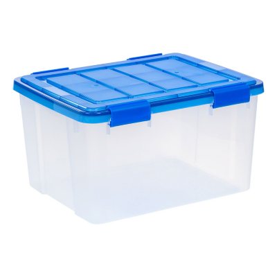 IRIS USA WeatherPro 44 Quart Clear Plastic Storage Box with Protective Gasket Lid, 19.7" x 15.75" x 11", 4 Piece Set