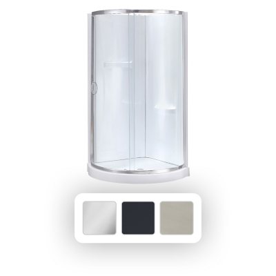 Breeze 32 x 32 x 77 Corner Shower Kit with Clear Glass, Walls, Base and Hardware