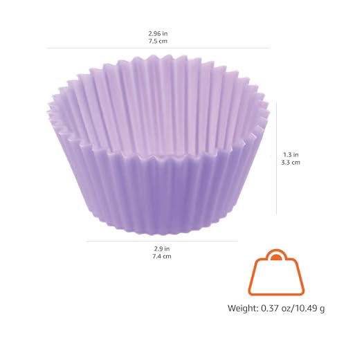 Amazon Basics Reusable Silicone Baking Cups, BPA Free Muffin Liners, Dishwasher Safe, 2.9 x 2.9 x 1.3 in (LxWxH), Multicolor, Pack of 12