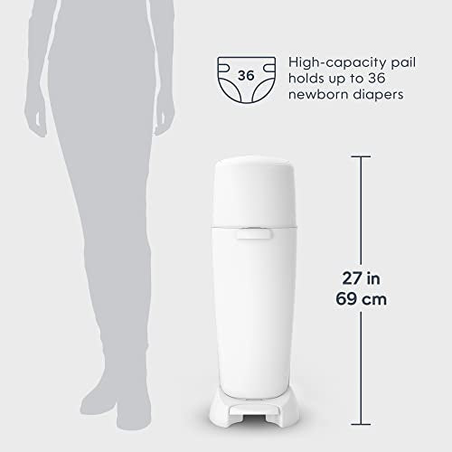 Playtex Diaper Genie Complete Pail with Built-In Odor Controlling Antimicrobial, Includes Pail & 1 Refill, White , 8.36 Pound