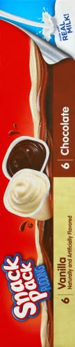 Snack Pack Chocolate and Vanilla Pudding Cups Family Pack, Lunchbox Snack, 12 Count (Pack of 1)