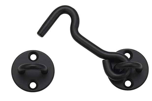 Raswik 4” Privacy Hook and Eye Gate Latch Easy Lock for Barn Door, Black