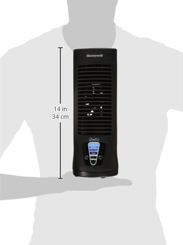 Honeywell QuietSet Personal Table Fan, Oscillating Personal Desk Fan with Quiet Operation, 4 Levels of Power and Sound, Black, HTF210B