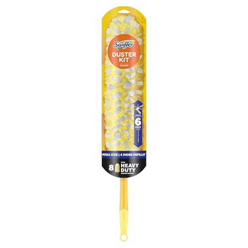Swiffer Duster Kit with 6 ft Super Extendable Handle, Heavy Duty Starter Kit with 8 Refills