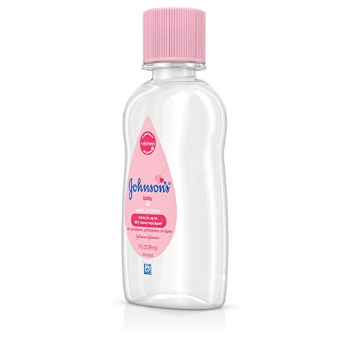 Johnson's Baby Oil, Pure Mineral Oil to Prevent Moisture Loss for Newborn, Kids, and Adults, Gentle and Soothing Baby Massage Oil, Dry Skin Relief, Hypoallergenic, Original Scent, 3 fl. oz