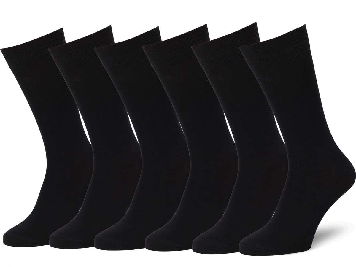 Easton Marlowe Black Dress Socks for Men 10-13 Seamless Toe 9-12 Solid Classic Cotton Mens Reinforced Heel and Toe for Work and Casual Soft Prewashed Calcetines para Hombre