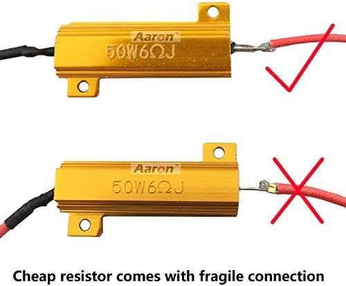 Aaron 4Pcs 50W 6ohm Load Resistors - Fix LED Bulb Fast Hyper Flash Turn Signal Blink Error Code (Resistors get very hot during working)