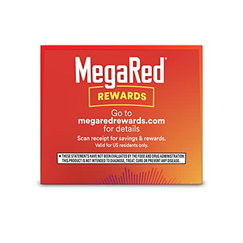 MegaRed Ultra Strength 1000mg Omega-3 Krill Oil Supplement with EPA/DHA, Astaxanthin & Phospholipids, No Fish Oil Aftertaste Supports Heart, Brain, Joint and Eye Health, 60 Count Softgels.
