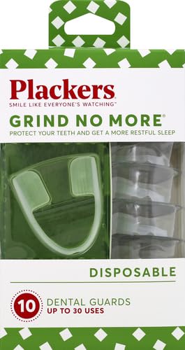 Plackers Grind No More Night Guard, Nighttime Protection for Teeth, Sleep Well, BPA Free, Ready to Wear, Disposable, One Size Fits All, 10 Count