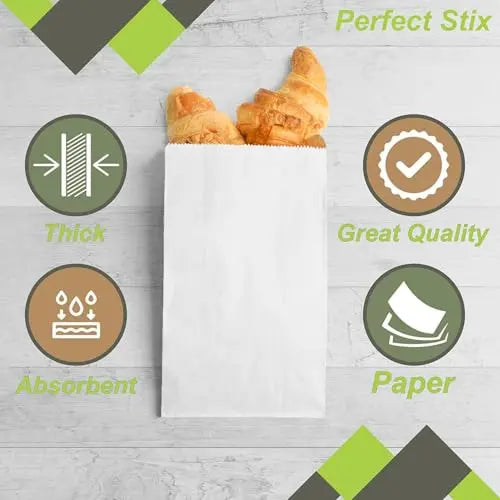 Perfect Stix 2lb White Kraft Paper Bags- Pack of 100ct