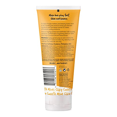 Marc Anthony Nourishing Curl Cream, Coconut Oil & Shea Butter - Anti-Frizz Biotin Detangling Cream to Enhance Curls, Defrizz, Hydrate & Adds Shine - Color Safe & Sulfate Free Styling Product