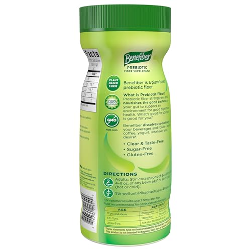 Benefiber Daily Prebiotic Fiber Supplement Powder for Digestive Health, Daily Fiber Powder, Unflavored - 62 Servings (8.7 Ounces)
