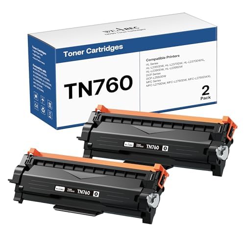 TN760 Tonerkartuschen Ersatz für Brother Toner TN-730/TN-760 Kompatibel mit HL-L2350DW MFC-L2710DW MFC-L2750DW HL-L2395DW HL-L2370DW DCP-L2550DW HL-L2390DW (Schwarz, 2 Stück)