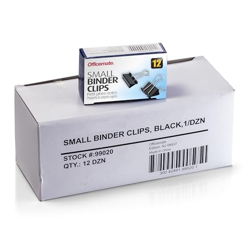 Officemate Small Binder Clips, Black, 12 Boxes of 1 Dozen Each (144 Total) (99020)