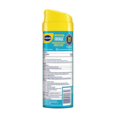 Dr. Scholl's ODOR-X ATHLETE'S FOOT MEDICATED LIQUID SPRAY, 5.3 oz // 24-Hour Relief of Itching & Burning, Instantly Cools, Cures & Prevents Most Athlete's Foot, Destroys Odors Instantly