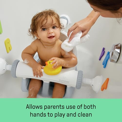 Ingenuity My Bath Seat for Sit-Up Baby Bathing, Sure & Secure Suction Cups, ASTM Safety Tested & Approved, Backrest for Assisted Sitting, Easy Setup & Storage, Gray
