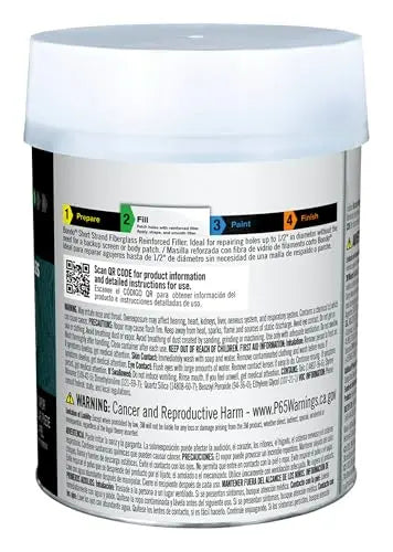 3M Bondo Short Strand Fiberglass Reinforced Filler 1.37 LB (621 g) with Bondo Cream Hardener 0.5 oz (14g), Repair Holes Up To 0.5 IN, Waterproof (SS-PT-ES)