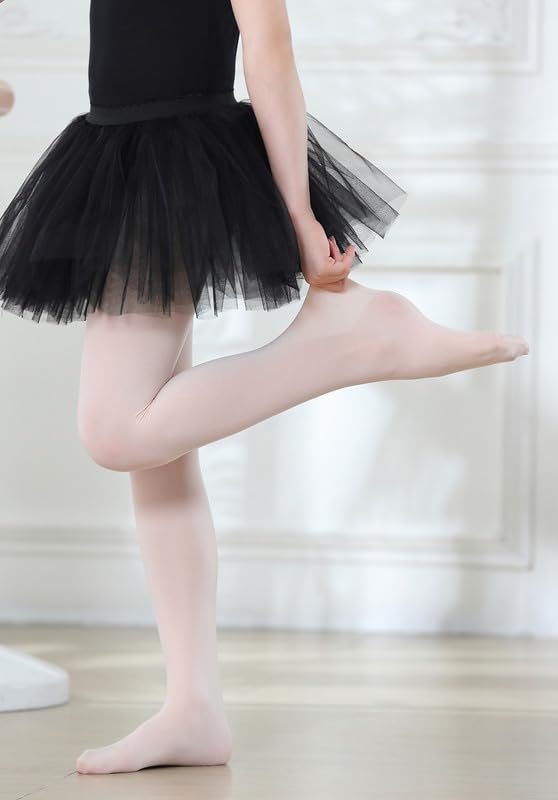 DIPUG Ballet Tights for Girls Dance Tights Toddler Thick Soft Footed Kids Pink Stockings Size 3t 4t 5t, 1 Pack